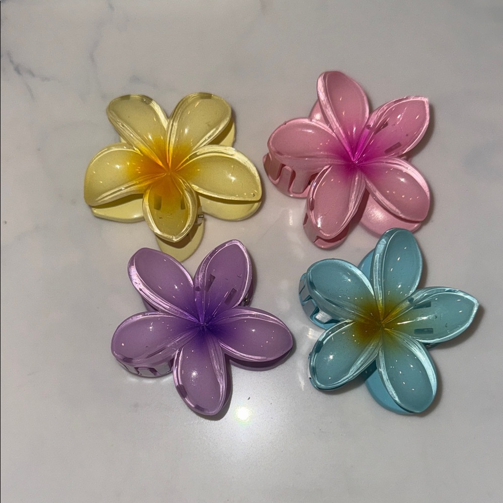 Floral Petal Hair Claw Clips - Yellow, Pink, Purple, Blue